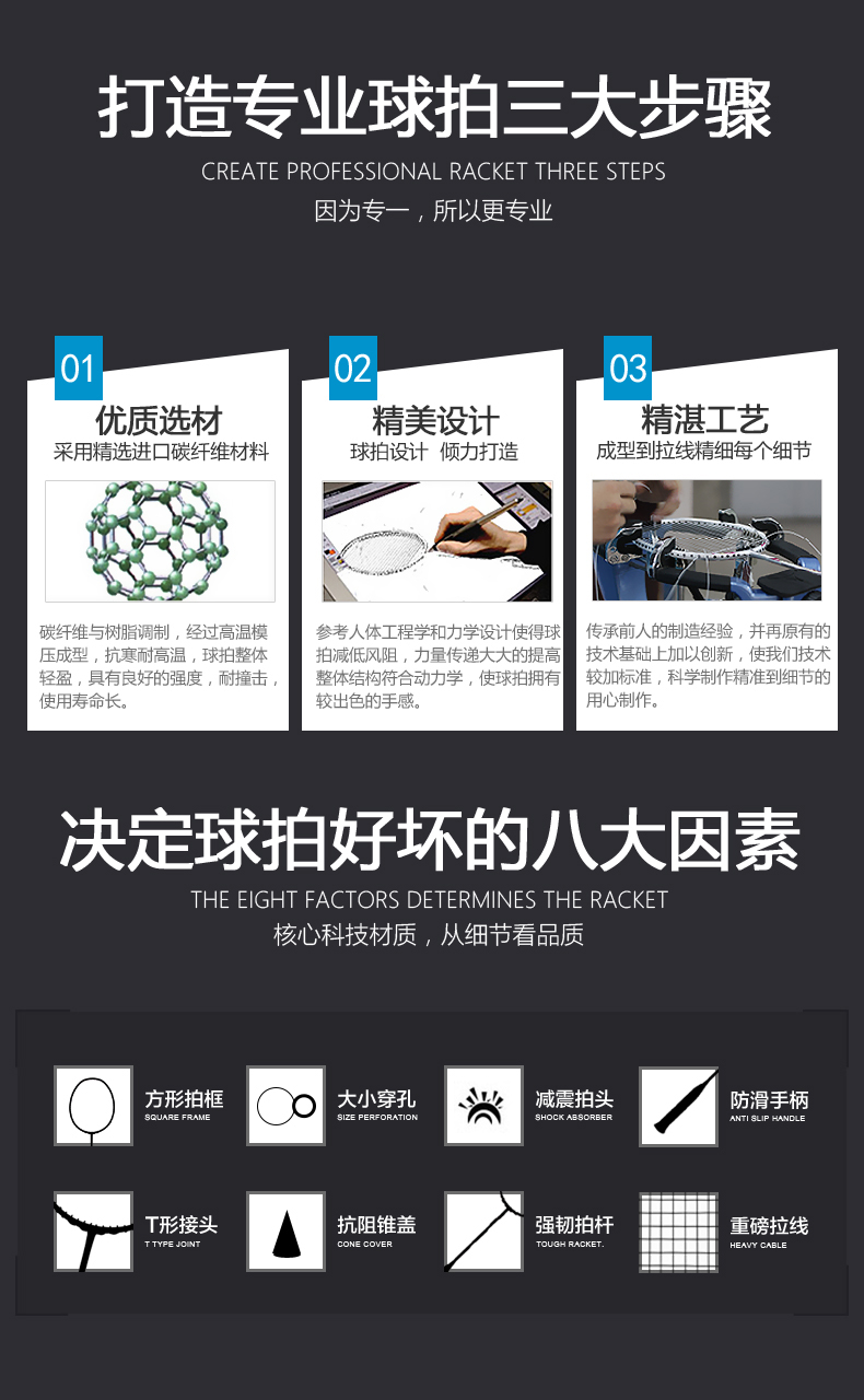 N90II 100% 石墨羽毛球拍 - detail 3/10